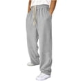 thumbnail image 2 of Men's Loose Casual Drawstring Sports Pants, Wide Leg Trousers Joggers, Elastic Waist Straight Leg with Pockets, Breathable Lightweight Activewear, Gym Workout Running | AESTIVO,Gray S, 2 of 5