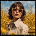 thumbnail image 3 of SA106 Womens Mod Chunky Thick Plastic Vintage Cat Eye Sunglasses - Beige Brown Frame / Brown Lens, 3 of 7