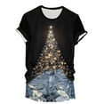 thumbnail image 6 of Gubotare Christmas Round Neck Shirt Women's Casual Holiday Short Sleeved Shirts Christmas Fun Printed Winter T-Shirt Top Christmas Tree Print Shirt (Gold,XL), 6 of 6