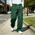 thumbnail image 6 of Mens Wide Leg Sweatpants Solid Color Elastic Waist Loose Baggy Sweatpants Fashion Casual Winter Drawstring Outdoor Workout Pants with Pockets, 6 of 9