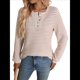 thumbnail image 2 of Camiseta Informal de Punto de Larga con Cuello Redondo y Botones A Rayas para Mujer Albaricoque XL, 2 of 10