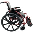 thumbnail image 2 of Karman S-115 Ergonomic Ultra Lightweight Manual Wheelchair with Swing Away Footrests and Mag Wheels in Rose Red, 20" Seat Width, 2 of 3