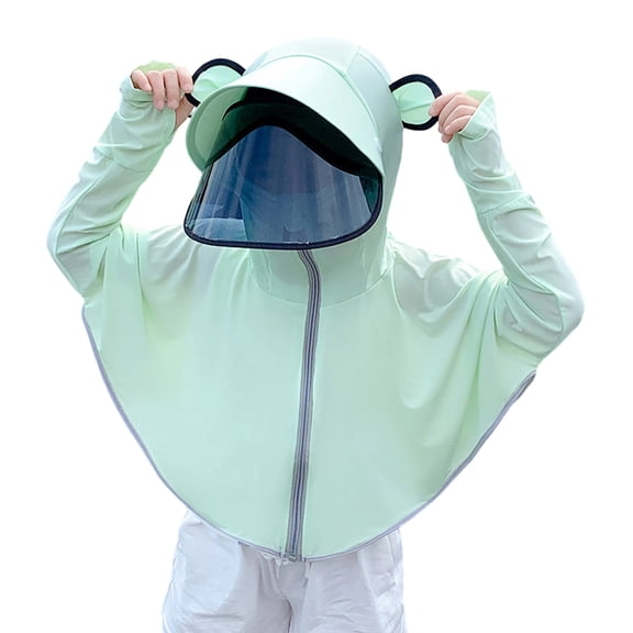 Kids Lightweight Hooded Sun Shirt, Boys Girls UPF 50 Sun Protection Jacket, Breathable Anti-UV Summer Outdoor Coat(Green3,12-14 Years)