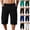 Black, variant on Zylanna Men's Knee-Length 3/4 Workout Shorts with Pockets, Stretch Breathable Elastic Drawstring Waist Reflective Trim Quick Dry Shorts for Running & Gym Black