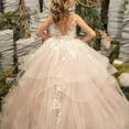 thumbnail image 6 of Drtj Tulle Flower Girl Maxi Dresses Princess Pageant Dress Wedding Party Evening Formal Pegeant Dance Gown, 6 of 7