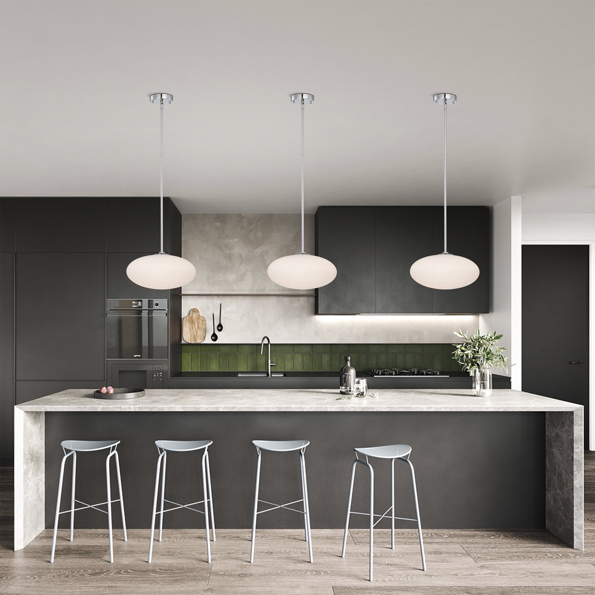 Livia 13.8 in. 1-Light Indoor Chrome Finish Pendant Light