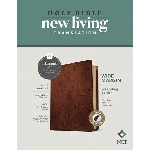 NLT Wide Margin Bible/Filament Enabled Edition-Dark Brown Palm LeatherLike Indexed