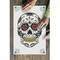 thumbnail image 3 of Day of the Dead, Sugar Skull and Flower Pattern (White and Magenta) (19x27 inches, Premium 500 Piece Jigsaw Puzzle for Adults and Family, Made in USA), 3 of 4