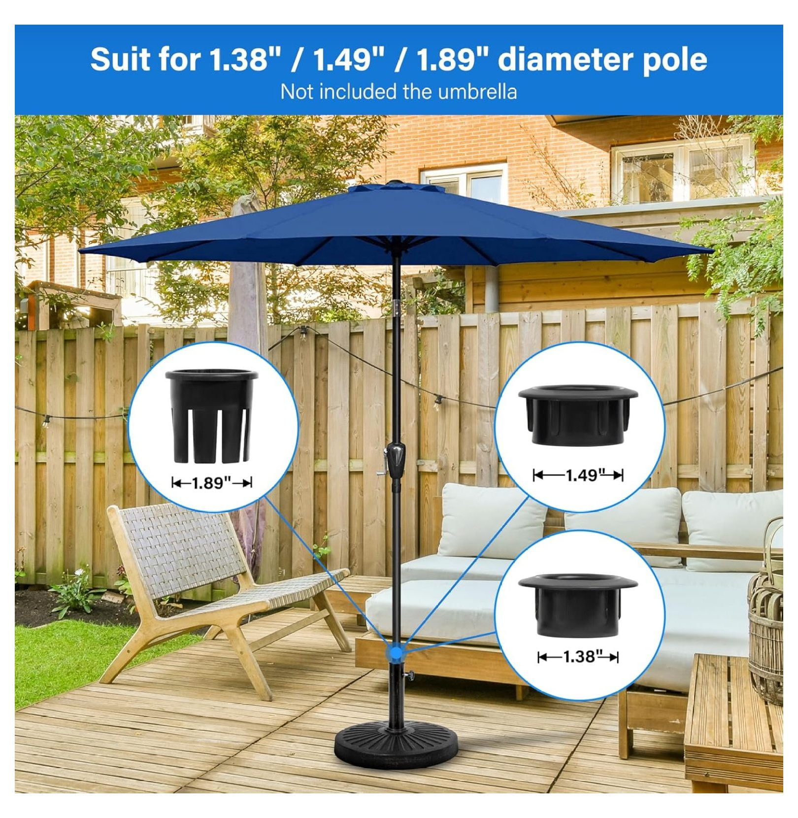 30.86lbs 18.11" Market Umbrella Base Heavy Duty Round Stand for Patio Outdoor, Deck, Black