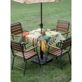 thumbnail image 3 of Easter Bunny Eggs Outdoor Tablecloth - 54x54 Inch Square Dining Table Cover, Spring Tulip Flowers Leaves Rustic Green Waterproof Outdoor Table Cloth with Umbrella Hole & Zipper for Picnic/Patio/Party, 3 of 7