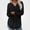Black, variant on Blouse for Womens Casual V-Neck Solid Raglan Hem Split Loose Long Sleeve Cotton Top Light Blue Size 2XL