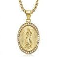thumbnail image 2 of High Quality 14K Yellow Gold Clear Cubic Zirconia Catholic Virgin Mary Pendant Jewelry, 2 of 6