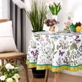 thumbnail image 3 of Floral Table Cloth Round 60 Inch, Waterproof Wild Flowers Tablecloths Farmhouse, Washable Pastoral Table Cover Spillproof Spring Summer Table Cloths Cover for Picnic Indoor Outdoor Dining, 3 of 6