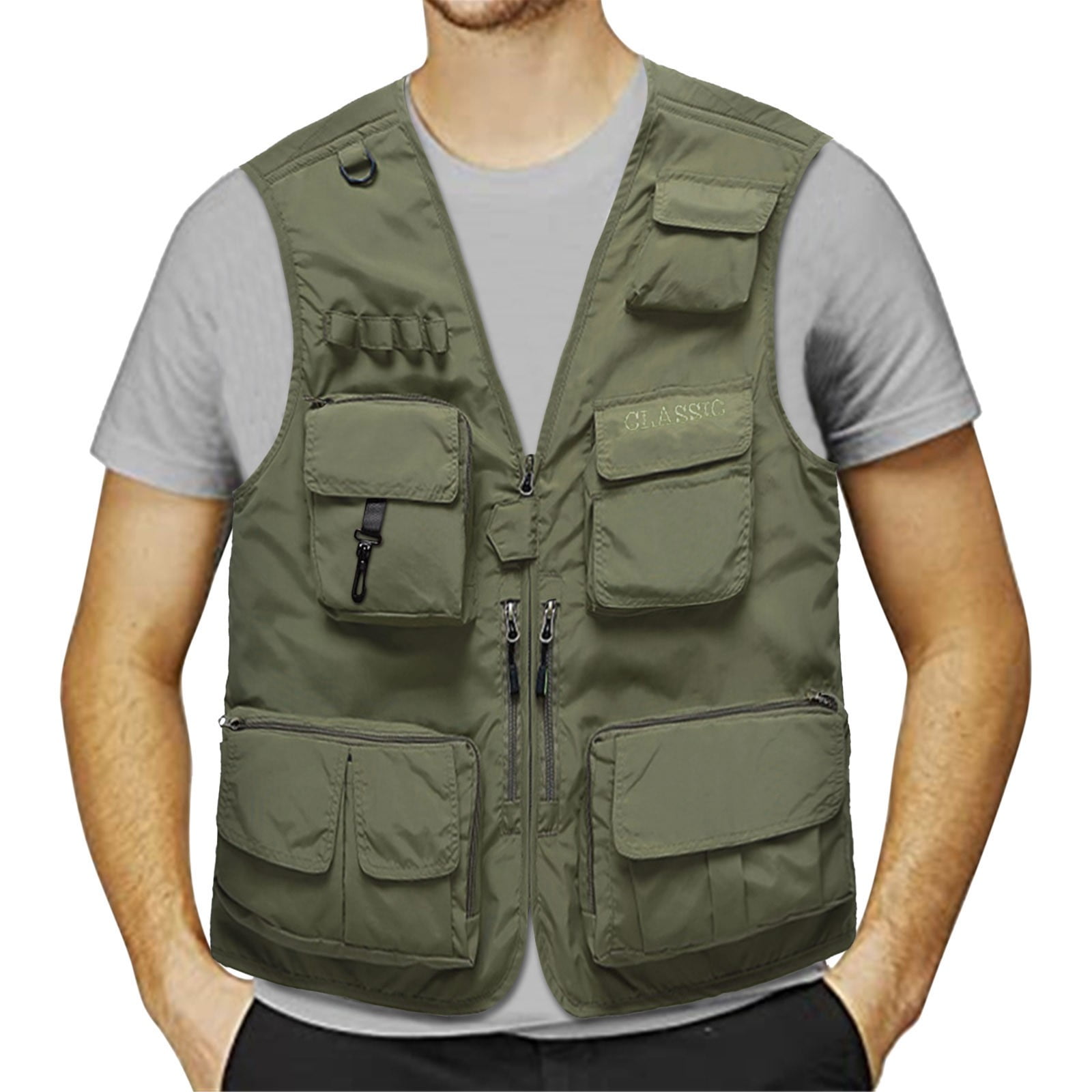 Body Glove Deluxe L-XL Green Fishing Vest - Front Zip Closure