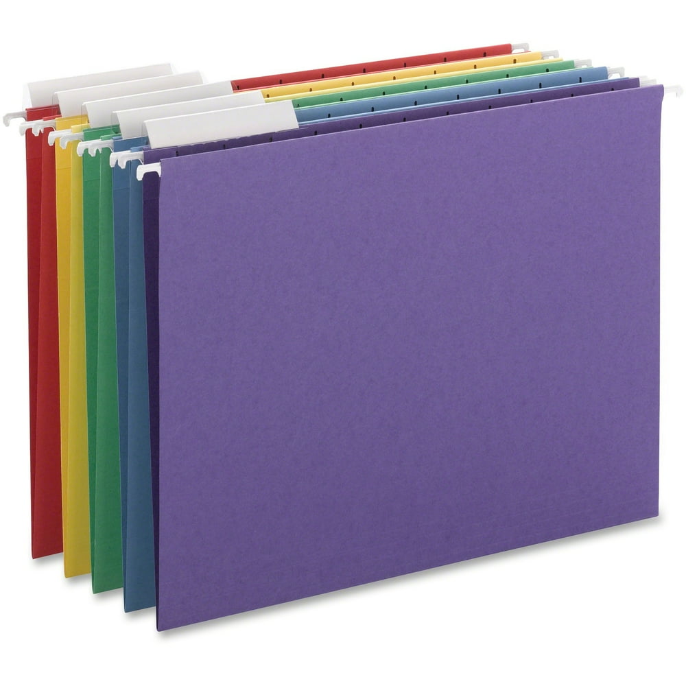 Smead Hanging File Folders with Tab, Blue, Green, Purple, Red, Yellow