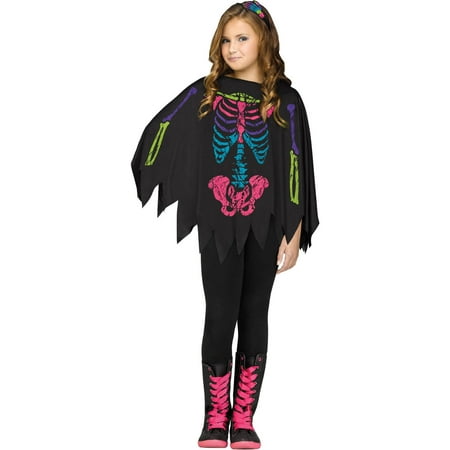 Skeleton Poncho Girls Child Halloween Costume