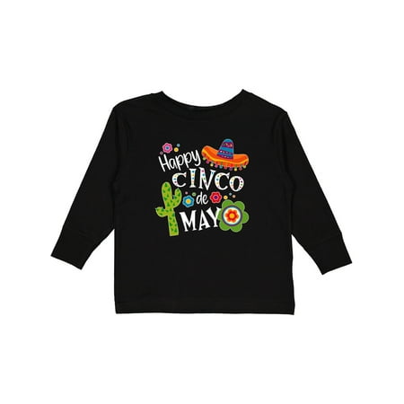 

Inktastic Happy Cinco De Mayo- Sombrero Cactus Flowers Gift Toddler Boy or Toddler Girl Long Sleeve T-Shirt