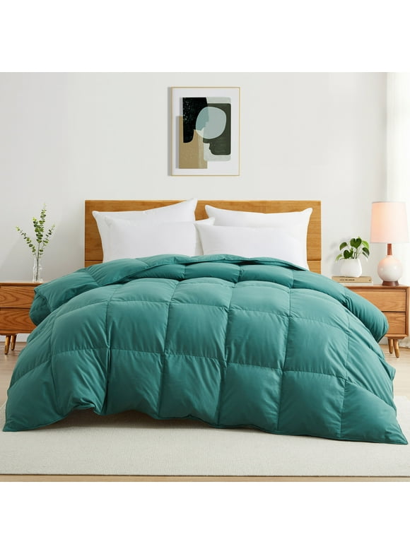 Peace Nest All Season Premium Feather Fiber and Microfiber Comforter with 360TC Ultra Soft Fabric, Green, Twin