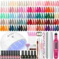 thumbnail image 1 of PEACECOLOR - Kit de 53 esmaltes de u&#2013265921as en gel con luz ultravioleta y taladro, 35 colores, 5 esmaltes de u&#2013265921as con capa superior, base y brillo, herra, 1 of 9