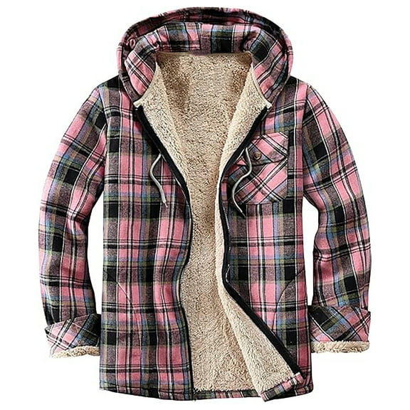 Ashirexll Womens Fleece Coats, Winter Coats for Women, Long Sleeve Lightweight Full Zip Fleece Flannel Plaid Jacket