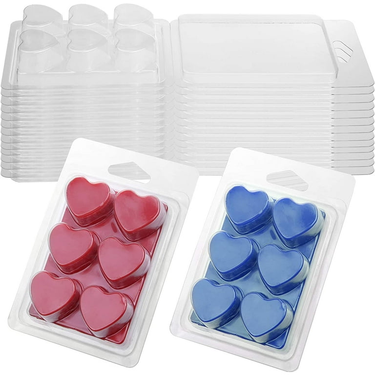 MILIVIXAY Wax Melt Containers-6 Cavity Clear Empty Plastic Wax Melt Molds-25 Packs Round Clamshells for Tarts Wax Melts.