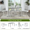 thumbnail image 4 of 5 Piece Wooden Dining Table Set with 4 Upholstered Chairs, Modern Rectangular Design Featuring Crystal Accents, Silver Grey Finish for Home Dining, 4 of 9