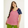 thumbnail image 3 of DEXIO Women Plus-Size Tops V Neck T Shirts Plus Size Women American Flag Shirt Flag Striped Star Graphic 4th of July Tops Independence Day Tee,2X, 3 of 6