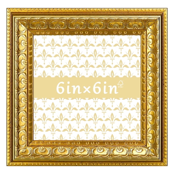 6x6 Picture Frame - Gold Vintage Ornate Wall or Tabletop Photo Frame