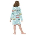 thumbnail image 4 of FORMRS Niños Bathrobe Unisex Hooded Robe Soft Plush Pajamas Sleepwear, Size 7-9T, Blue Trains Pattern, 4 of 7