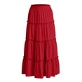 thumbnail image 6 of vdgthytj Maxi Skirt for Girls Summer Boho Ruffle Tiered Elastic Waist Casual A-Line Flowy Vacation Party Long Skirts, 6 of 8