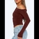 thumbnail image 5 of Blusa Informal de Larga con Cuello y Hombros Descubiertos para Mujer, Ajustada, para Salir, Estilo Y2K Vino Tinto S, 5 of 7