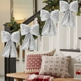 thumbnail image 5 of EWASWON 2 Pack Large Silver Christmas Sequin Bow Ornaments - Shiny Holiday Tree Decorations for Home Parties Indoor Festive Decor, 5 of 6