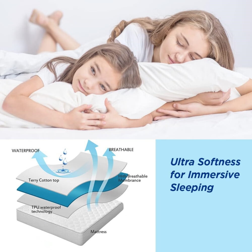 Waterproof Mattress Pad Protector 100% Organic Cotton Hypoallergenic Breathable Mattress Pad Cover,Deep Pocket