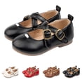 thumbnail image 4 of GiLiling Girls Mary Jane Flats, Retro Cross Strap with Buckle Closure, Soft PU Upper Non-Slip Sole Flats for Parties Weddings Outings (Black, 7-8 Years), 4 of 8