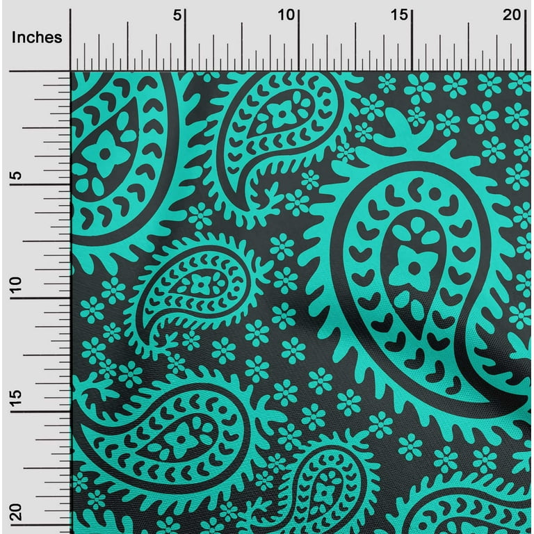 oneOone Cotton Poplin Turquoise Green Fabric Asian Ornamental Quilting  Supplies Print Sewing Fabric By The Yard 56 Inch Wide 