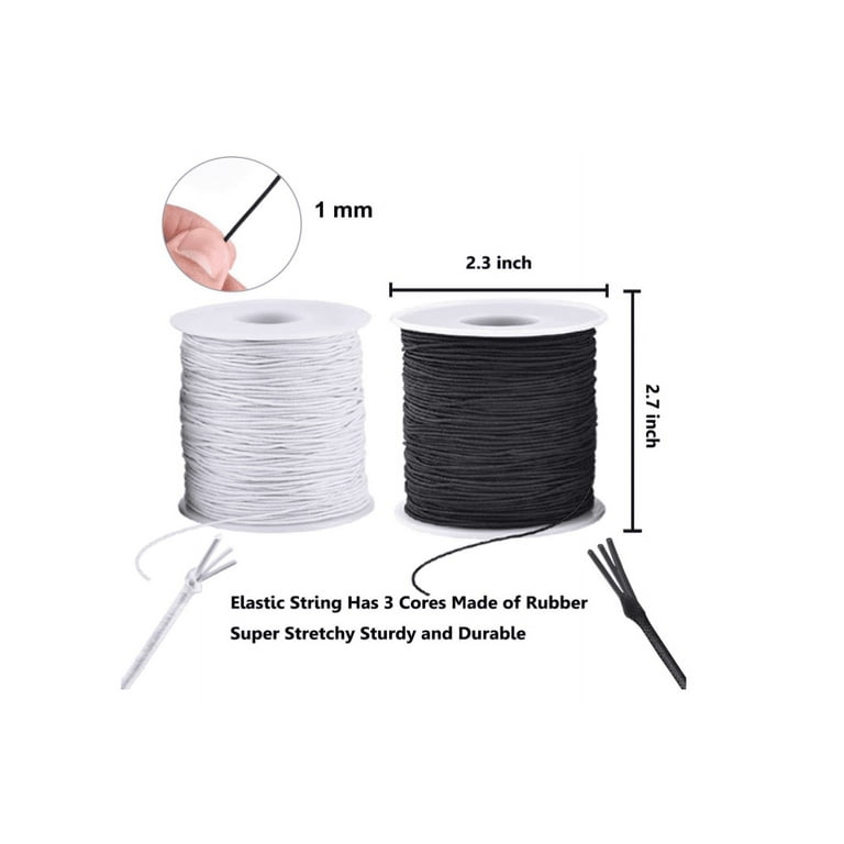 Elastic String for Bracelets, 2 Rolls 1 mm Sturdy Stretchy Elastic Cord for Jewelry  Making, Necklaces, Beading.（Black+White) 
