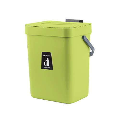 KaryHome Compost Bin for Kitchen Counter, Hanging Small Trash Can with Lid Under Sink，1.3 Gallon