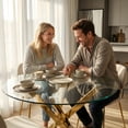 thumbnail image 6 of Atumcto 35.5" Round Tempered Glass Dining Table, Modern Kitchen Table with Gold Metal Legs for Small Spaces, Clear/Gold, 6 of 9