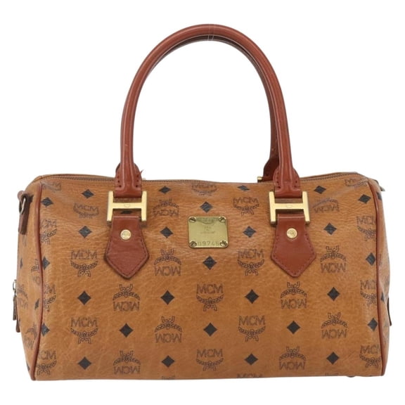Pre-Owned MCM Visetos Logogramme Canvas And Leather Brown Canvas Handbag