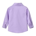 thumbnail image 4 of AHTJRT Kids Dress Shirt Boys Girls Long Sleeve Lapel Button Down Pocket Tee Tops with Matching Tie Party Prom Wedding Purple 2-3 Years, 4 of 7