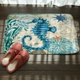 DGROEE Sea Theme Bath Mat Blue Octopus Whale Turtle Seahorse Non Slip