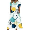 thumbnail image 2 of SMihono Robe d'Été Bohème pour Femmes Grande Taille Mode Décontractée d'Été avec Poches Manches Courtes Imprimée Col en V, 2 of 4