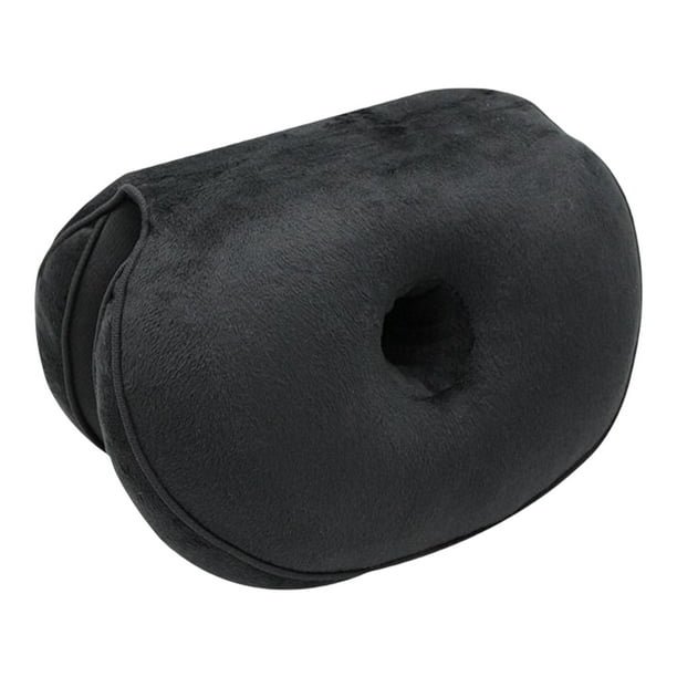 Cojín de asiento de espuma viscoelástica cómodo con forma de dona y soporte para la espalda y los glúteos. Negro
