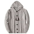 thumbnail image 6 of ZACPNCV Hooded Cardigfor Men Button Down Cable Knit Casual Long Sleeve Sweaters Fall Outerwear, 6 of 7