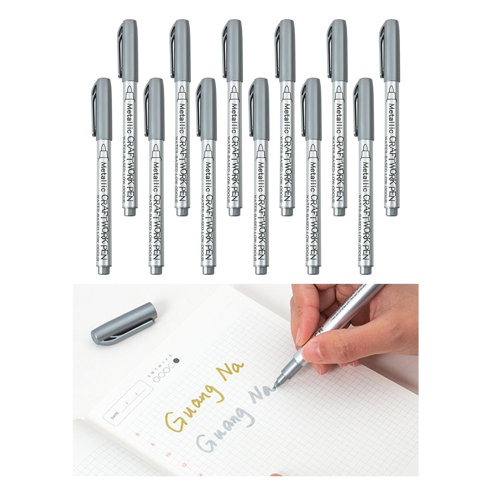 FVDPWYE 12Pcs Paint Pens Set Quick Dry Water based Premium for Mugs Easter Egg Metal Silver
