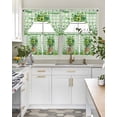 thumbnail image 4 of St. Patrick's Day Swag Kitchen Curtains Sets for Windows 24 Inch Length, Spring Botanical Clovers Coin Green Check Short Window Curtain Swags Valances and Tiers 3 Piece Set for Cafe/Dining Room, 4 of 5