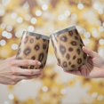 thumbnail image 2 of 12oz Stemless Wine Tumblers Leopard Pattern Vacuum Insulated Stainless Steel Travel Tumbler Cups Mug with Lid and Straw for Champaign,Cocktail,Beer with Cleaning Brush, 2 of 5