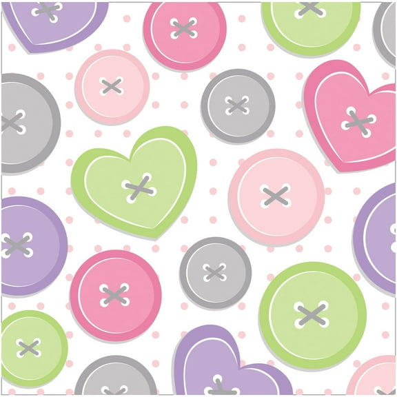 Cute as a Button Girl Pink Modern Baby Shower Party Paper Beverage Napkins