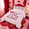 thumbnail image 2 of meiyoeat Pink 3D Cartoon Initial E Queen Comforter Setlovely Bow Cherry Comforter Sets Queen For Girl,Pink Reversible,3 Pieces,1 Comforter And 2 Pillowcases, 2 of 7
