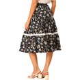 thumbnail image 3 of Allegra K Women's Boho Floral Lace Insert Drawstring Elastic Waist Summer Midi Skirt, 3 of 6